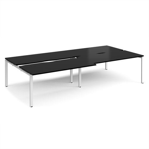 Adapt sliding top double back to back desks 3200mm x 1600mm - white frame, black top