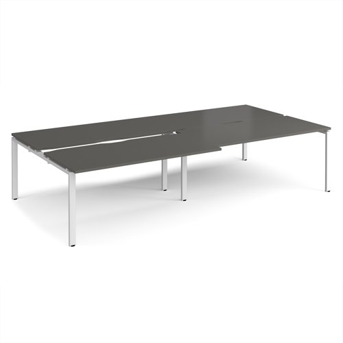 Adapt sliding top double back to back desks 3200mm x 1600mm - white frame, storm grey top