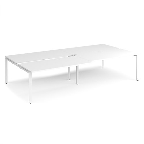 Adapt sliding top double back to back desks 3200mm x 1600mm - white frame, white top