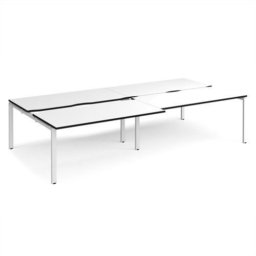 Adapt sliding top double back to back desks 3200mm x 1600mm - white frame, white top, black edge