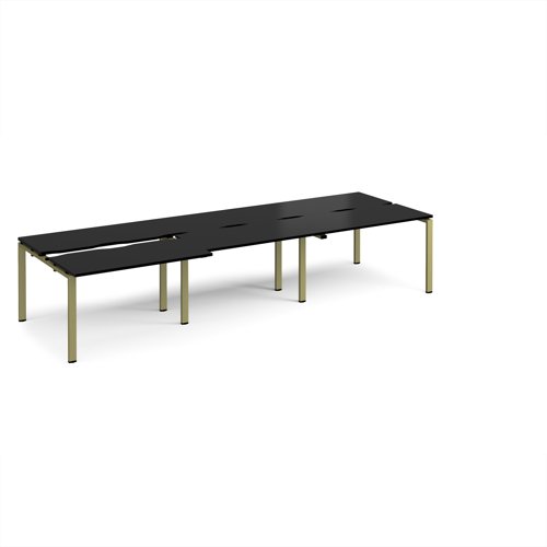 Adapt sliding top triple back to back desks 3600mm x 1200mm - green frame, black top