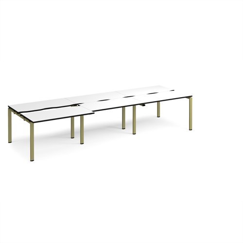 Adapt sliding top triple back to back desks 3600mm x 1200mm - green frame, white top, black edge