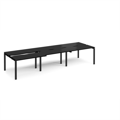 Adapt sliding top triple back to back desks 3600mm x 1200mm - black frame, black top