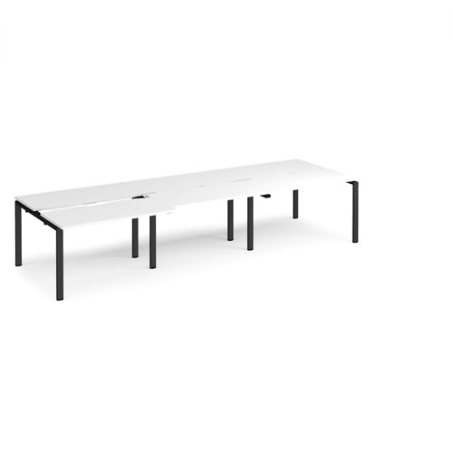 Adapt sliding top triple back to back desks 3600mm x 1200mm - black frame, white top