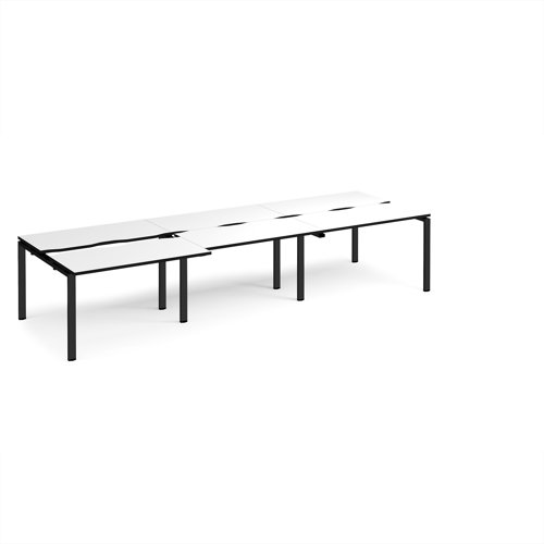Adapt sliding top triple back to back desks 3600mm x 1200mm - black frame, white top, black edge