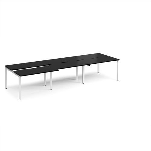 Adapt sliding top triple back to back desks 3600mm x 1200mm - white frame, black top