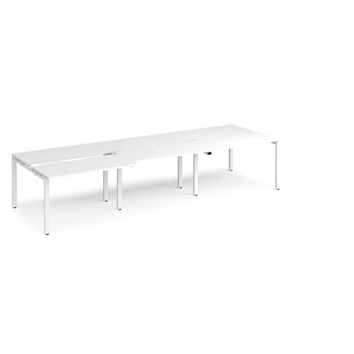 Adapt sliding top triple back to back desks 3600mm x 1200mm - white frame, white top
