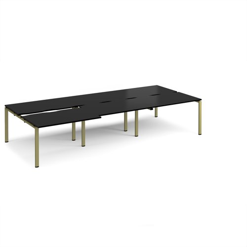 Adapt sliding top triple back to back desks 3600mm x 1600mm - green frame, black top