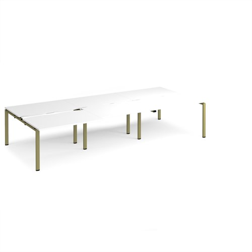 Adapt sliding top triple back to back desks 3600mm x 1600mm - green frame, white top