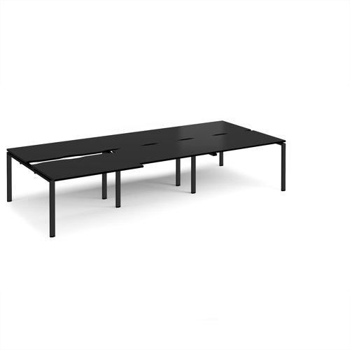 Adapt sliding top triple back to back desks 3600mm x 1600mm - black frame, black top