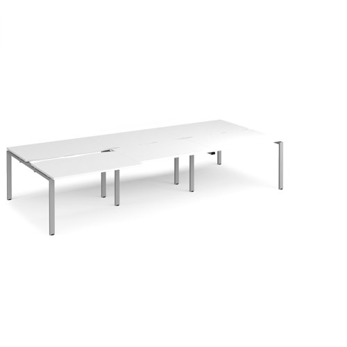 Adapt sliding top triple back to back desks 3600mm x 1600mm - silver frame, white top