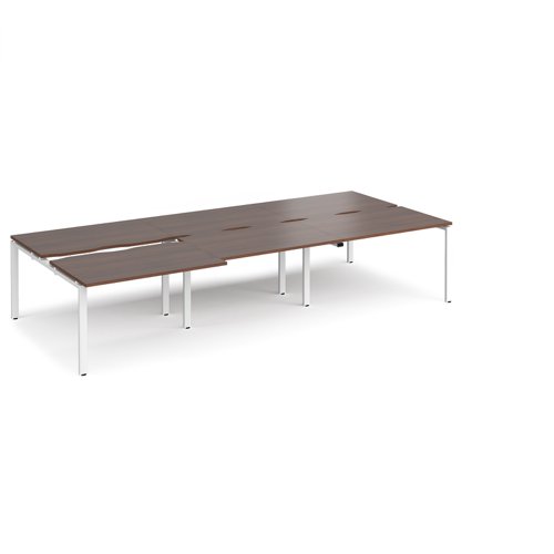 Adapt sliding top triple back to back desks 3600mm x 1600mm - white frame, walnut top