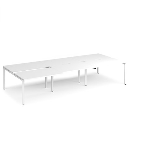 Adapt sliding top triple back to back desks 3600mm x 1600mm - white frame, white top