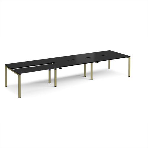 Adapt sliding top triple back to back desks 4200mm x 1200mm - green frame, black top