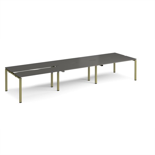 Adapt sliding top triple back to back desks 4200mm x 1200mm - green frame, storm grey top