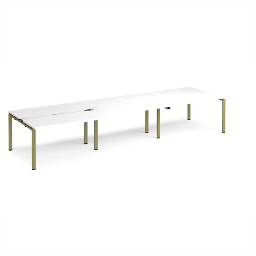 Adapt sliding top triple back to back desks 4200mm x 1200mm - green frame, white top