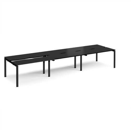 Adapt sliding top triple back to back desks 4200mm x 1200mm - black frame, black top