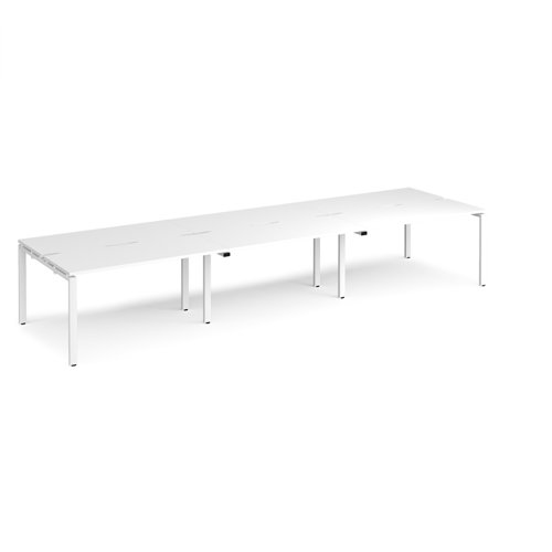 Adapt sliding top triple back to back desks 4200mm x 1200mm - white frame, white top