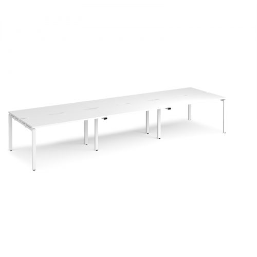 Adapt II sliding top triple back to back desks 4200mm x 1200mm - white frame, white top