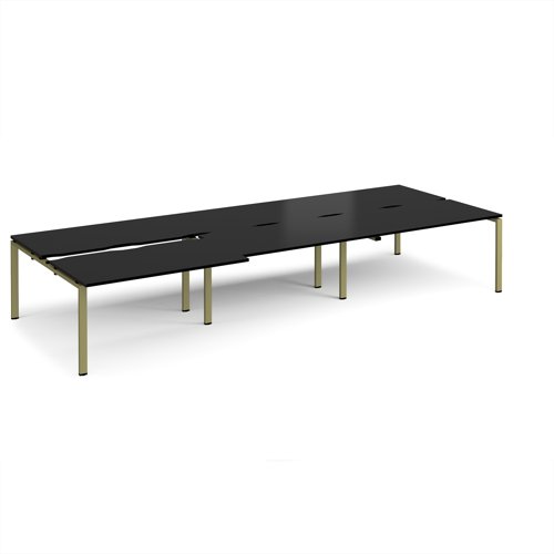 Adapt sliding top triple back to back desks 4200mm x 1600mm - green frame, black top