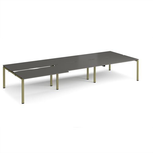 Adapt sliding top triple back to back desks 4200mm x 1600mm - green frame, storm grey top