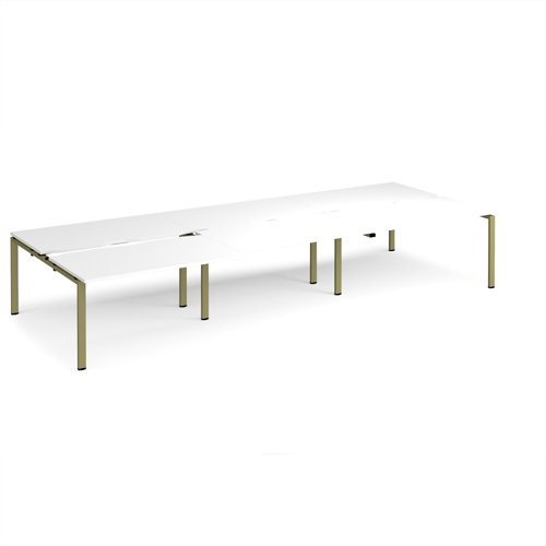 Adapt sliding top triple back to back desks 4200mm x 1600mm - green frame, white top