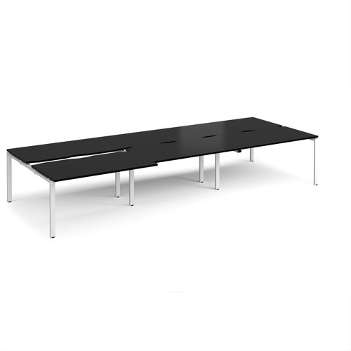 Adapt sliding top triple back to back desks 4200mm x 1600mm - white frame, black top