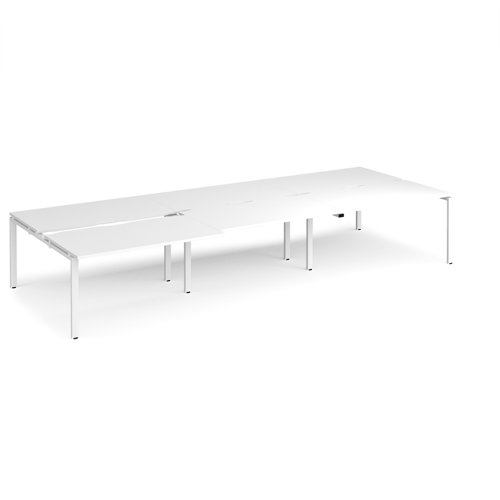 Adapt sliding top triple back to back desks 4200mm x 1600mm - white frame, white top