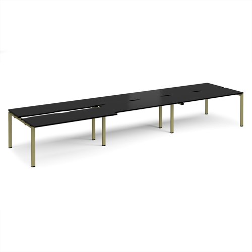 Adapt sliding top triple back to back desks 4800mm x 1200mm - green frame, black top