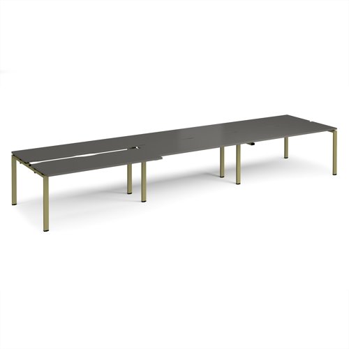 Adapt sliding top triple back to back desks 4800mm x 1200mm - green frame, storm grey top