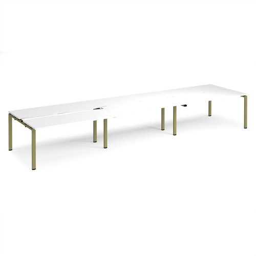 Adapt sliding top triple back to back desks 4800mm x 1200mm - green frame, white top