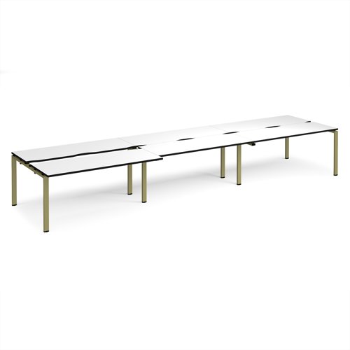 Adapt sliding top triple back to back desks 4800mm x 1200mm - green frame, white top, black edge