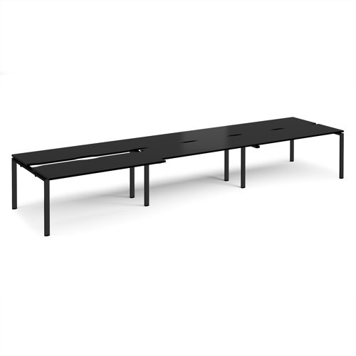 Adapt sliding top triple back to back desks 4800mm x 1200mm - black frame, black top