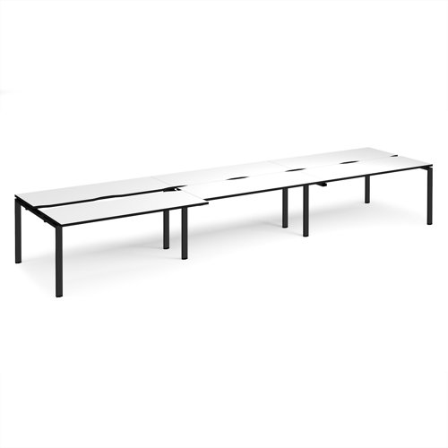Adapt sliding top triple back to back desks 4800mm x 1200mm - black frame, white top, black edge