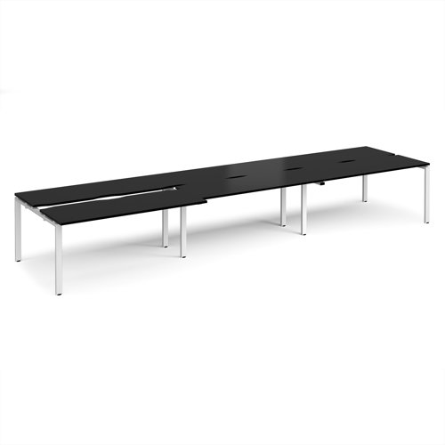 Adapt sliding top triple back to back desks 4800mm x 1200mm - white frame, black top