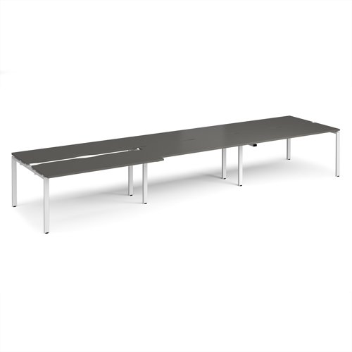 Adapt sliding top triple back to back desks 4800mm x 1200mm - white frame, storm grey top
