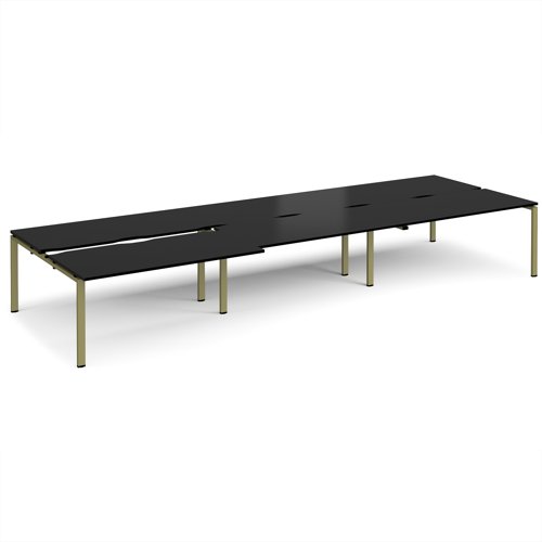 Adapt sliding top triple back to back desks 4800mm x 1600mm - green frame, black top