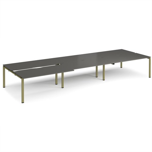 Adapt sliding top triple back to back desks 4800mm x 1600mm - green frame, storm grey top