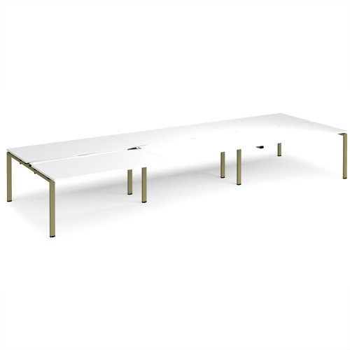 Adapt sliding top triple back to back desks 4800mm x 1600mm - green frame, white top