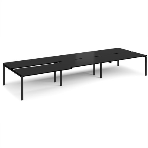 Adapt sliding top triple back to back desks 4800mm x 1600mm - black frame, black top