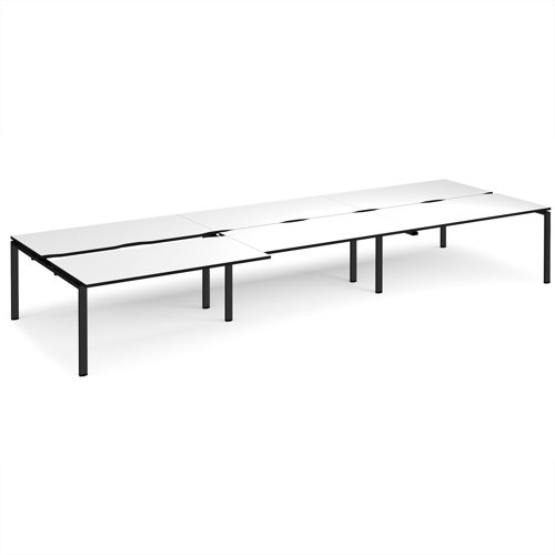 Adapt sliding top triple back to back desks 4800mm x 1600mm - black frame, white top, black edge