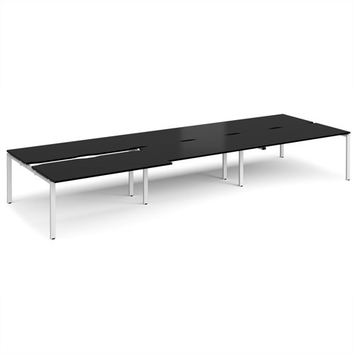 Adapt sliding top triple back to back desks 4800mm x 1600mm - white frame, black top