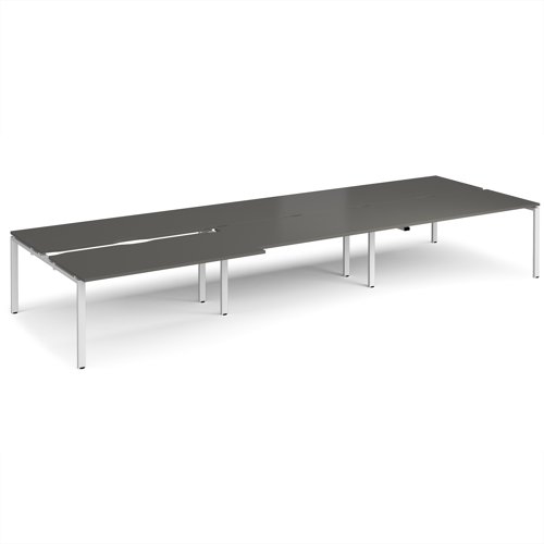 Adapt sliding top triple back to back desks 4800mm x 1600mm - white frame, storm grey top