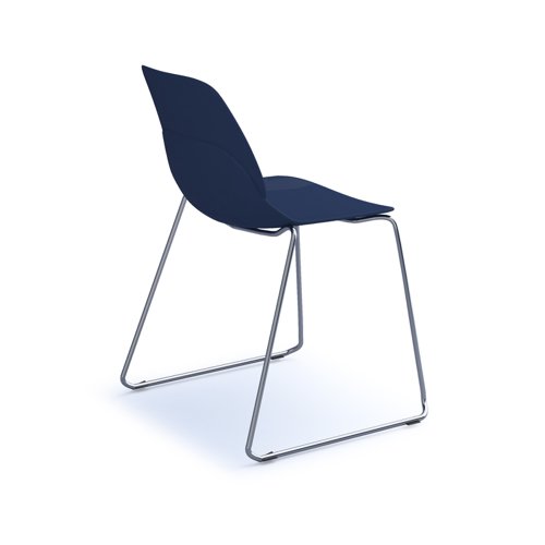Strut multi-purpose chair with chrome sled frame - navy blue