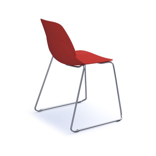 Strut multi-purpose chair with chrome sled frame - red
