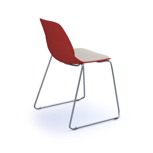 Strut chair with seat pad and chrome sled frame - red