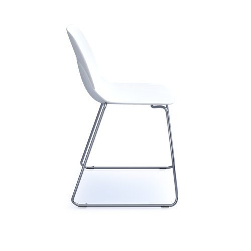 Strut multi-purpose chair with chrome sled frame - white