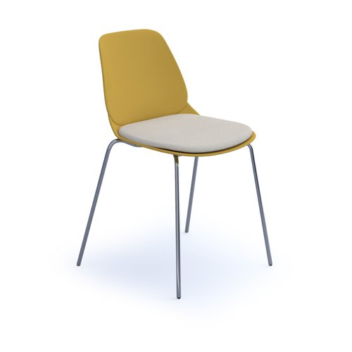 Strut chair with seat pad and chrome 4 leg frame - mustard