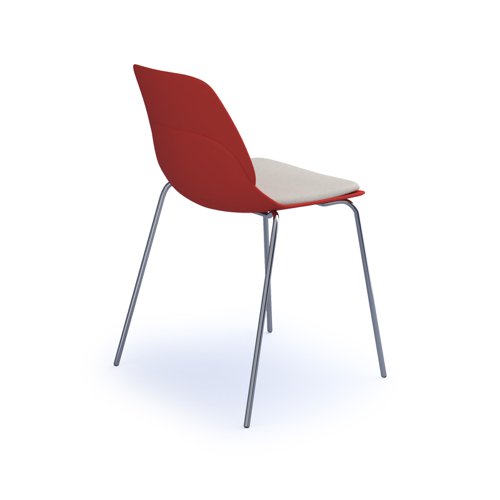 Strut chair with seat pad and chrome 4 leg frame - red