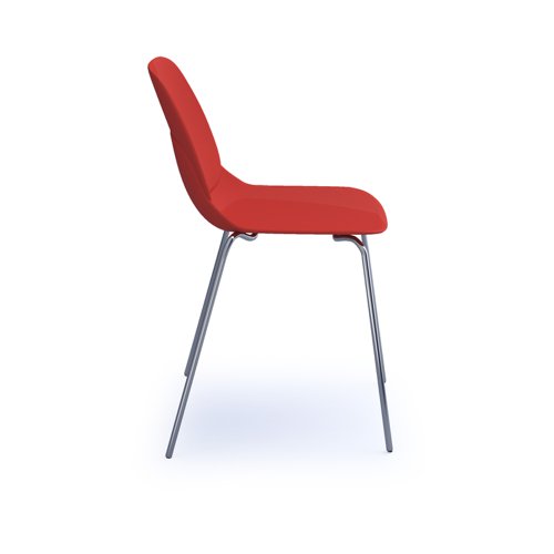 Strut chair with seat pad and chrome 4 leg frame - red